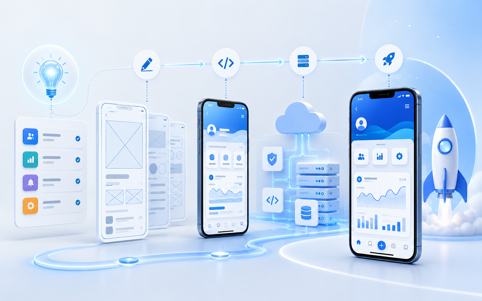 Mobile App Development Roadmap: From Idea to Launch blog cover image by Cyber Impulse Software Solutions