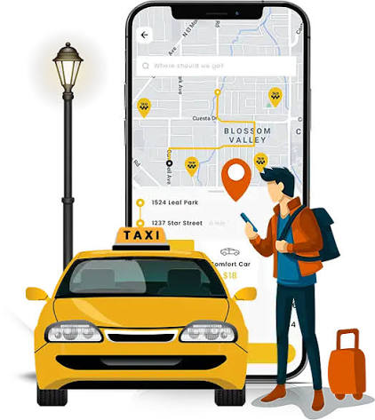 Taxi Booking App portfolio UI mockup by Cyber Impulse Software Solutions