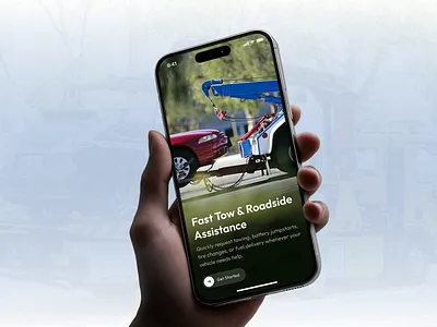 Towing Service App portfolio UI mockup for Automotive project by Cyber Impulse Software Solutions